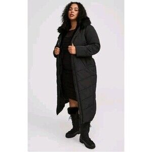 $239 TORRID Nylon Maxi Fit & Flare Black Winter Puffer Coat  Women's Plus Sz 4X